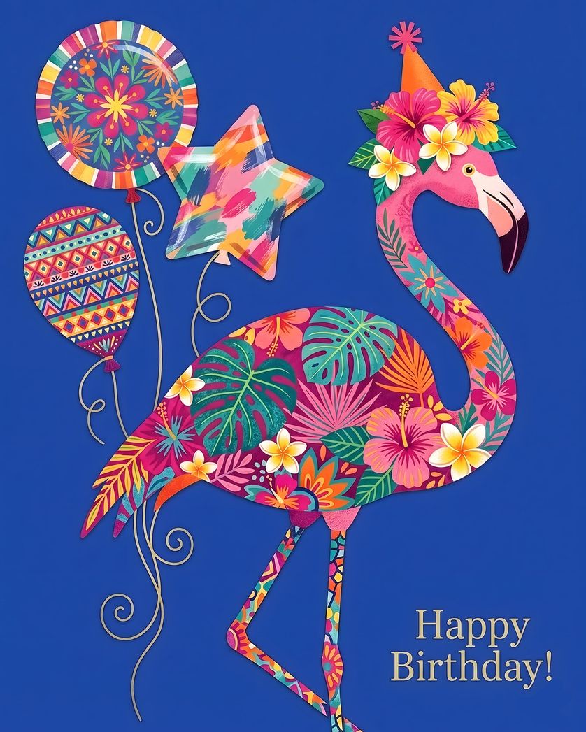 Card design "Flaming fab - group birthday ecard"