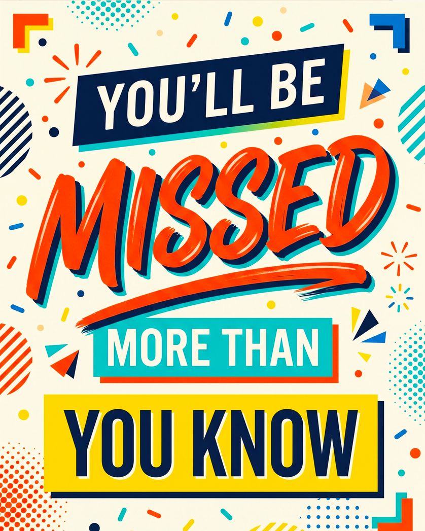 Card design "80s Brights - group leaving ecard"