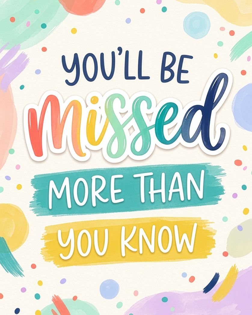 Card design "Pastel words - group leaving ecard"