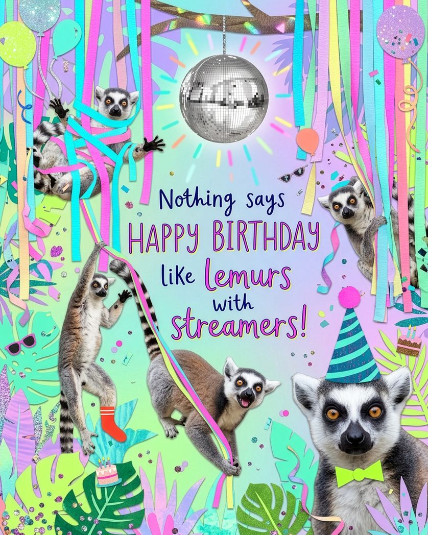 Card design "Surreal rhymes - group birthday ecard"
