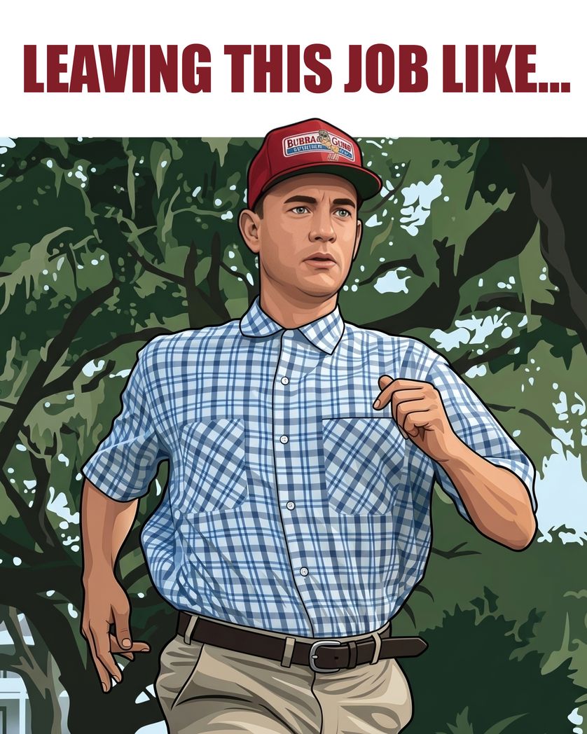 Card design "Run Forrest Run - group leaving ecard"