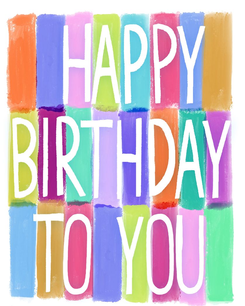 Card design "Bright blocks - group birthday ecard"