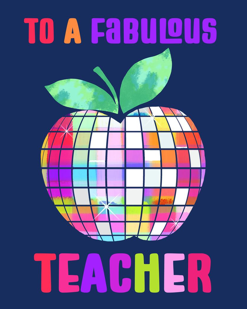 Card design "Disco apple - group teacher ecard"