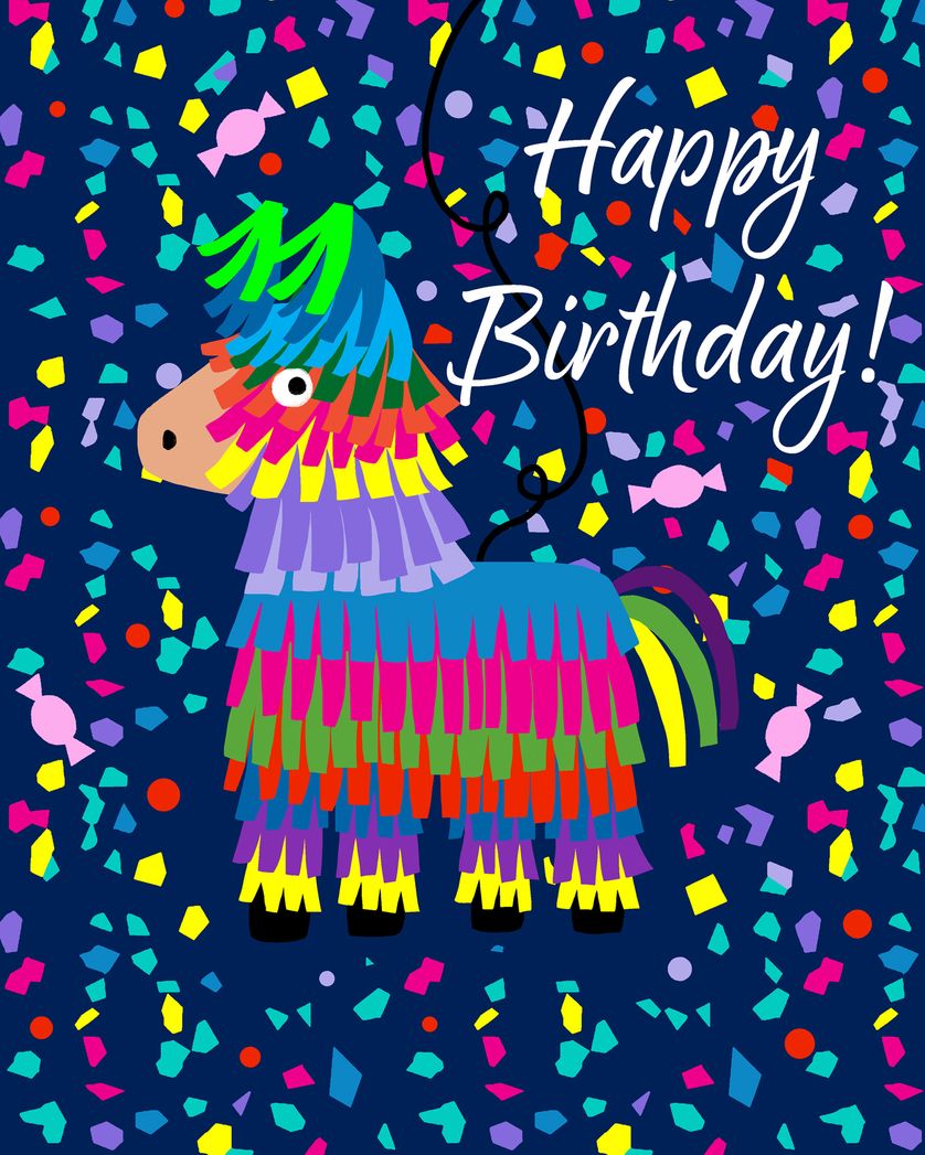 Card design "Pinata Fiesta - group birthday ecard"