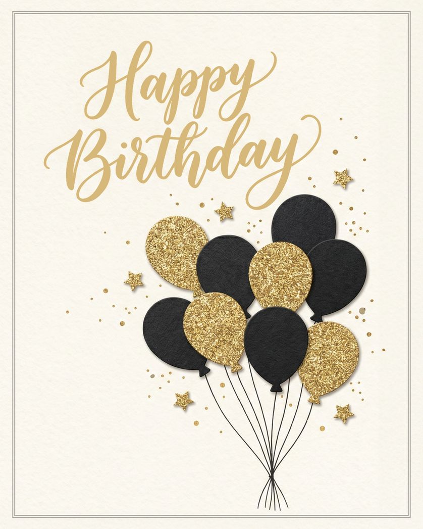 Card design "Black and gold - group birthday ecard"
