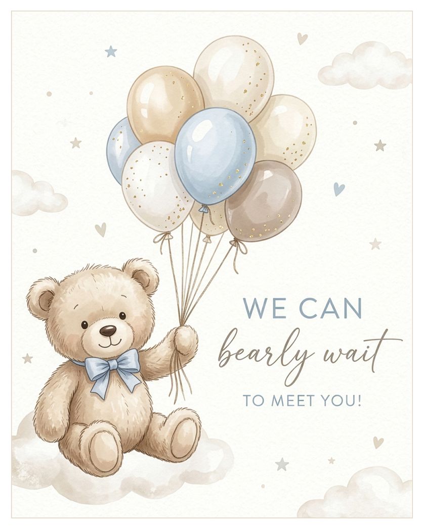 Card design "Bear hugs - group baby ecard"