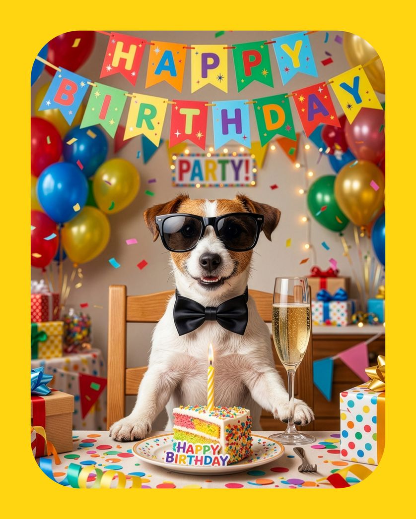 Card design "Party animal - group Birthday ecrad"