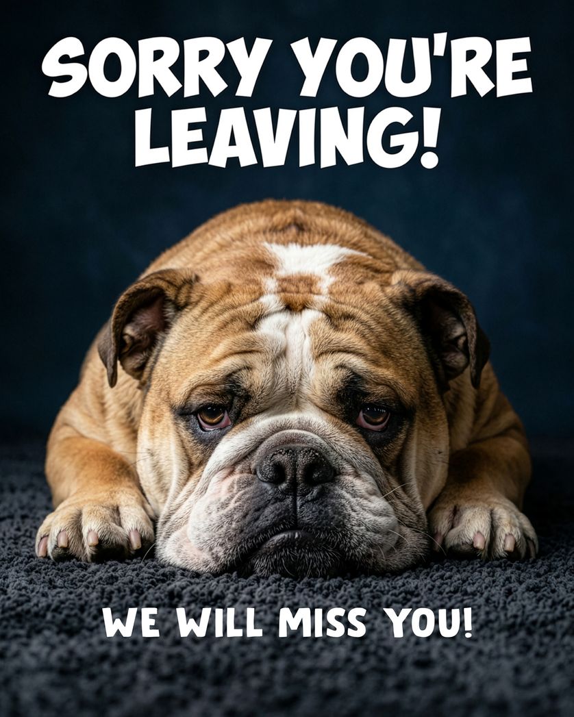 Card design "Puppy eyes - group leaving ecard"