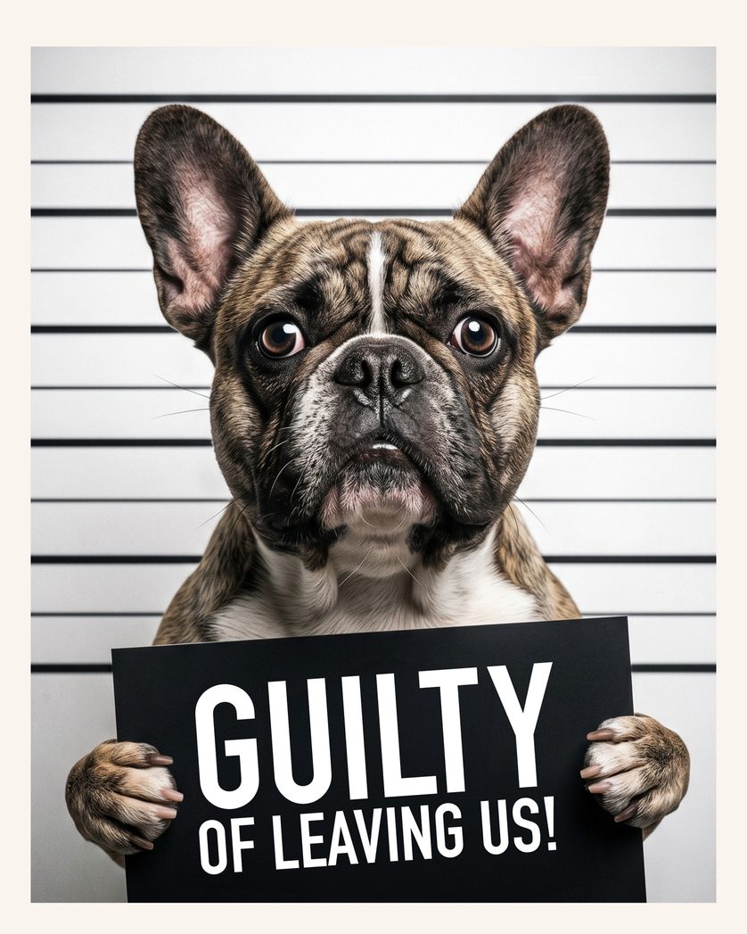 Card design "Gulty as charged - group leaving ecard"