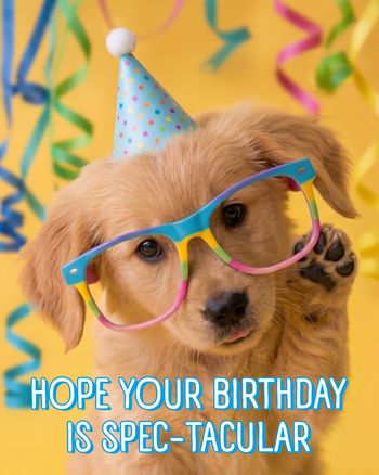 Use Glasses pup - group birthday ecard