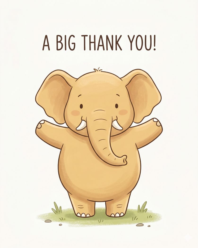 Card design "Jumbo thanks - group thank you ecard"