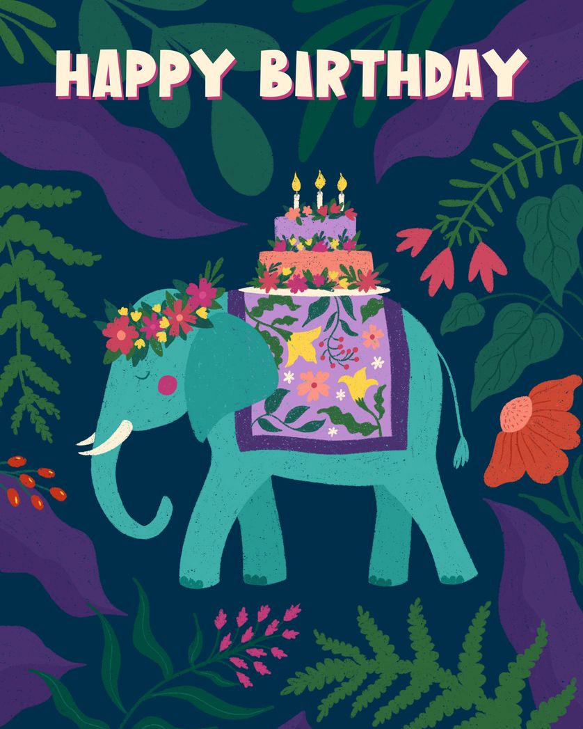 Card design "Elephant Parade - group birthday ecard"