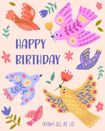 Use Birthday birdies - group ecard