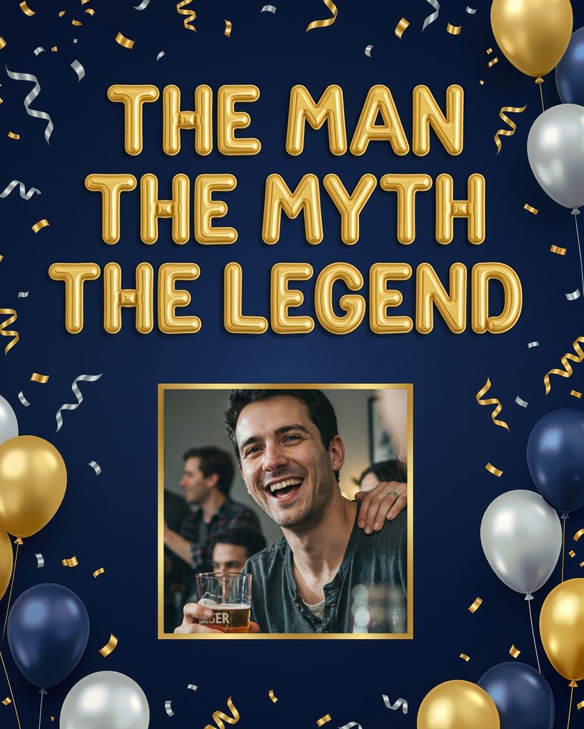 Card design "Legend - group birthday ecard"