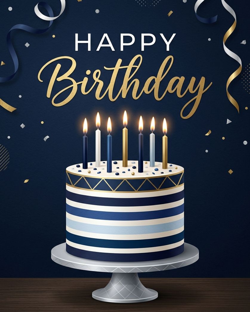 Card design "Blue Birthday - group ecard"