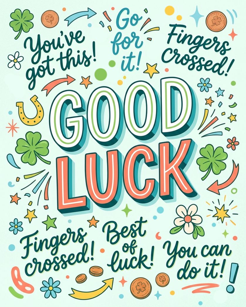 Card design "Lucky Doodle- - group good luck ecard"