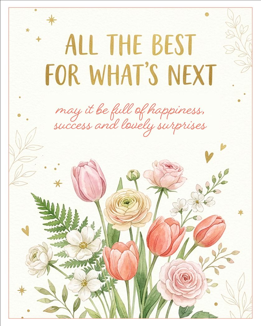 Card design "Blooms for goodbye - group leaving ecard"