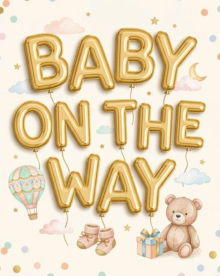 Card design "Baby Balloons - group baby ecard"