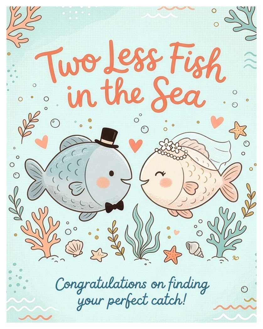 Card design "Plenty of fish - group wedding ecard"