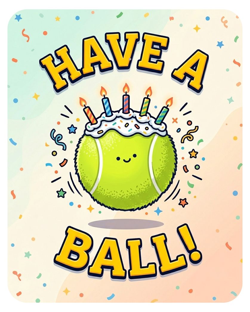 Card design "Tennis crazy - group birthday ecard"