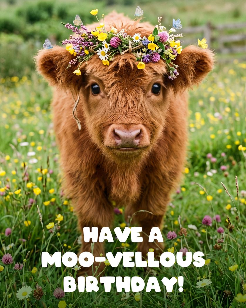 Card design "Just Moo-vellous  - group birthday ecard"