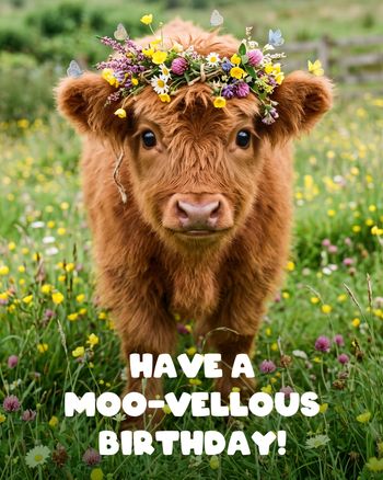 Use Just Moo-vellous  - group birthday ecard