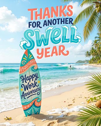 Use Anniversary surfin' - group ecard
