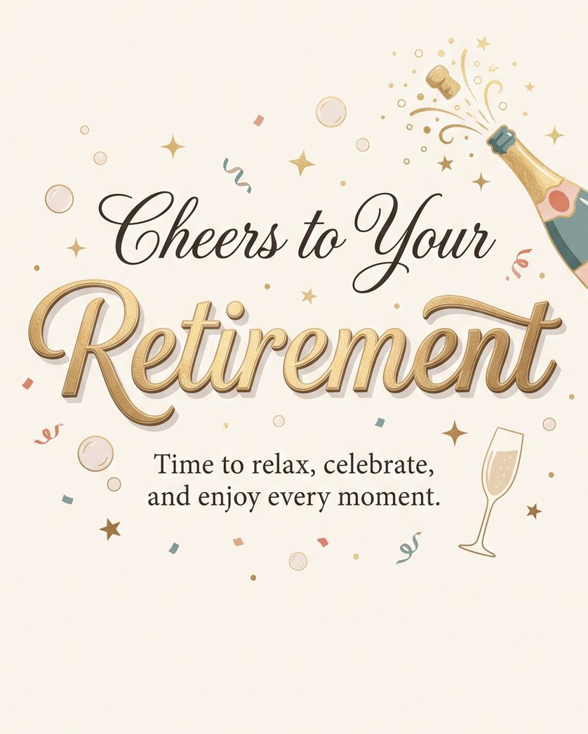 Card design "Popping out forever - group retirement ecard"