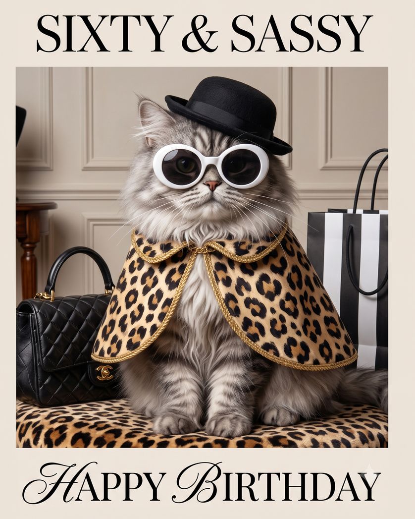 Card design "Sassy kitten - group milestin ecard"