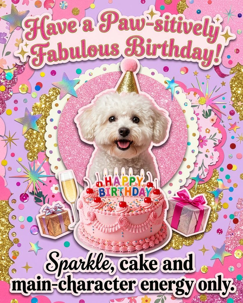Card design "Kitschy Birthday - group ecard"