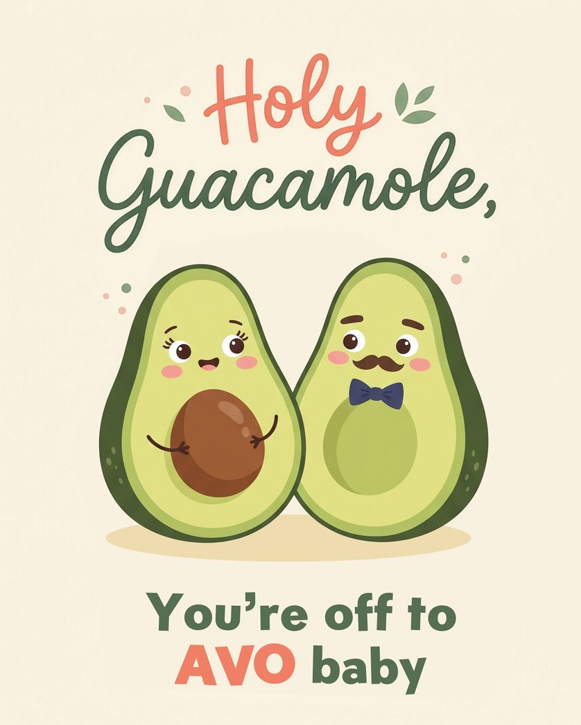 Card design "Holy guacamole - group baby ecard"