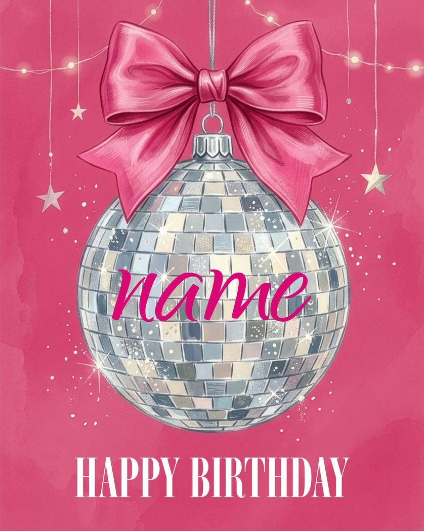 Card design "Glitter ball - group birthday ecard"
