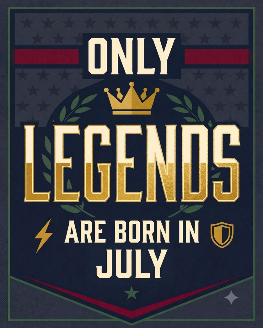Card design "July Legend - group birthday ecard"