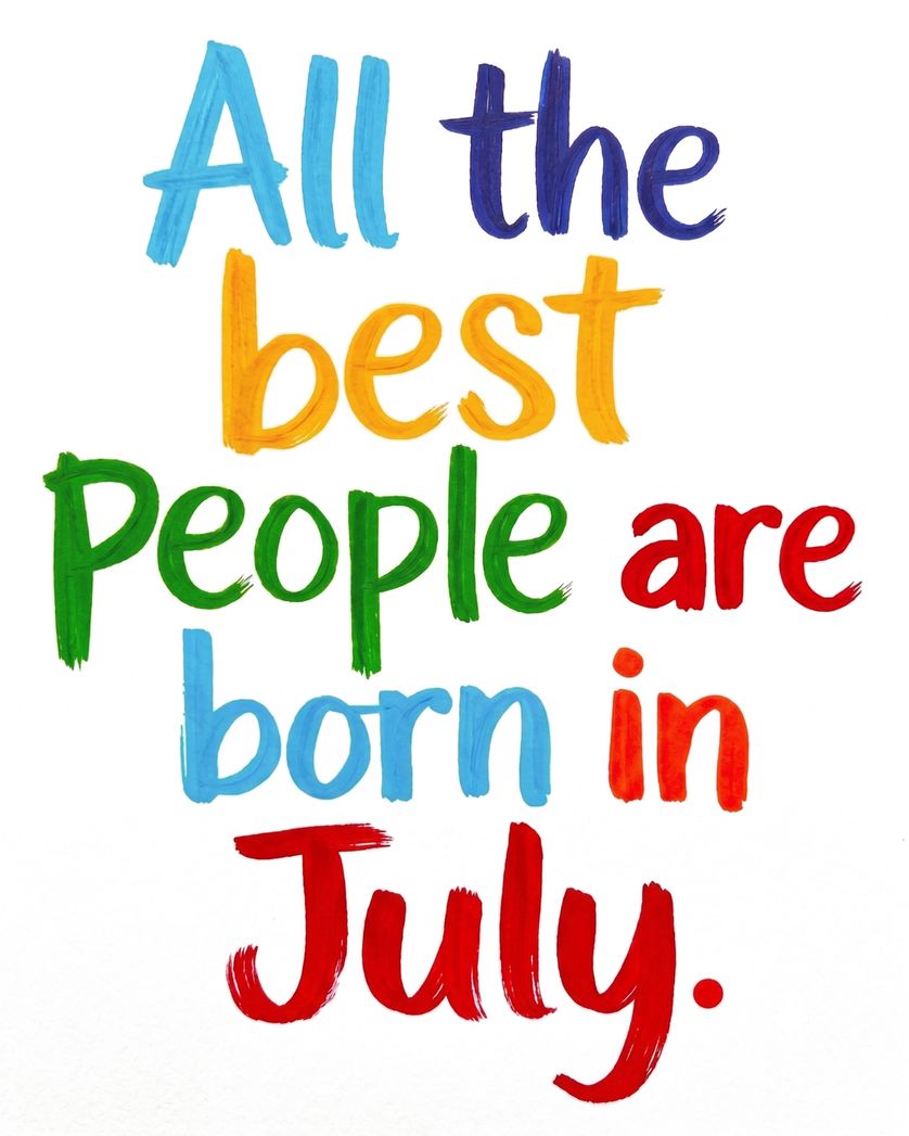 Card design "Bold Marker - group July birthday ecard"