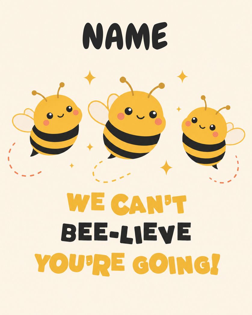 Card design "I don't bee-lieve it - group leaving ecard"