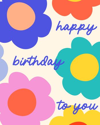 Use Big Flowers - group birthday ecard