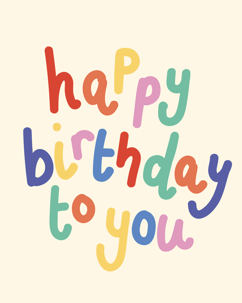 Card design "Round words - group birthday ecard"