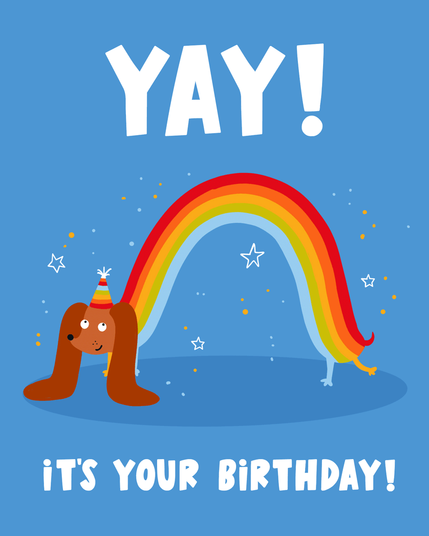 Card design "Rainbow Weiner - group Birthday ecard"
