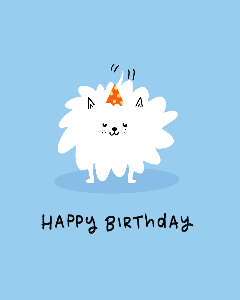 Card design "Small dog big energy - group birthday ecard"