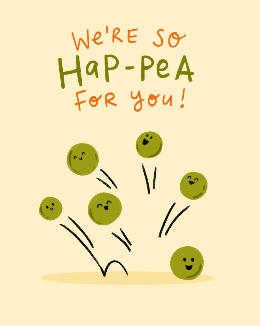 Card design "Hap-peas! - group congrats ecard"