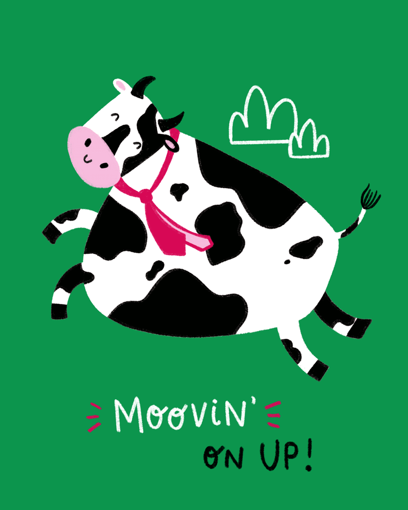 Card design "Moovin' up - group promotion ecard"