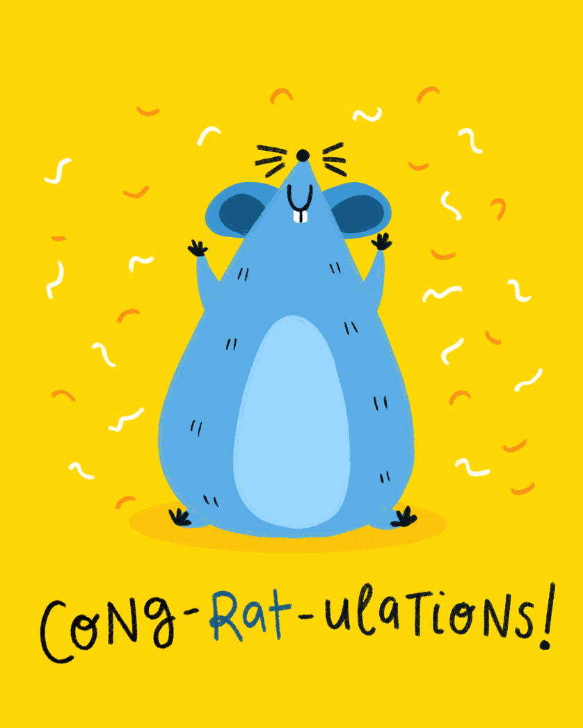 Card design "Happy Rat - group congrats ecard"