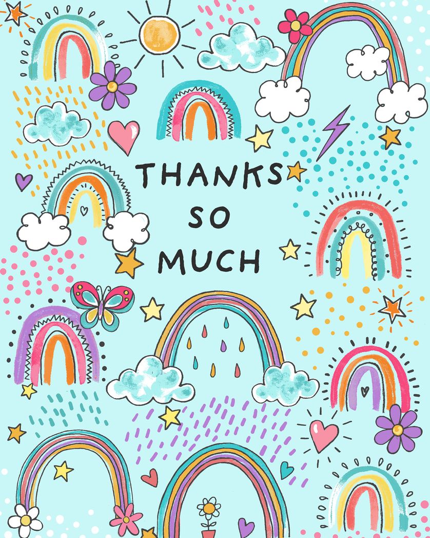 Card design "Rainbow thanks - group thank you ecard"