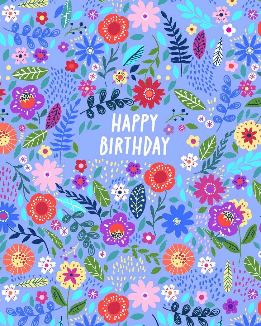 Card design "Birthday blooms - group birthday ecard"