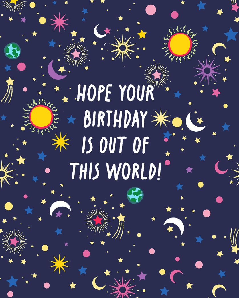 Card design "Outer space - group birthday ecars"