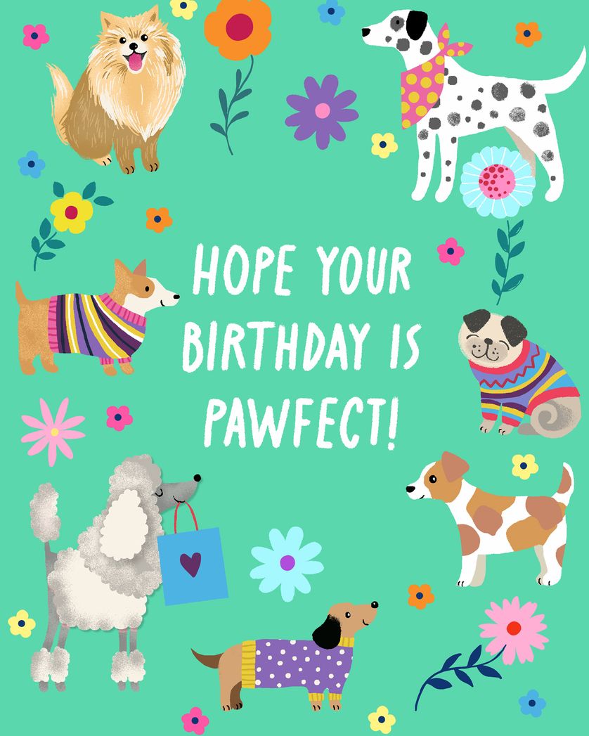 Card design "Doggy Daydream - group birthday ecard"