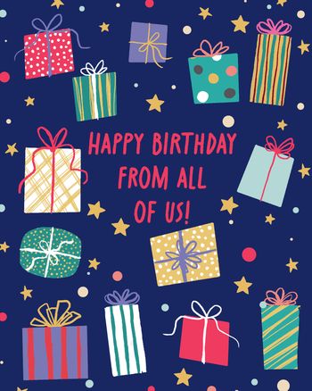 Use Pressie time - group birthday ecard