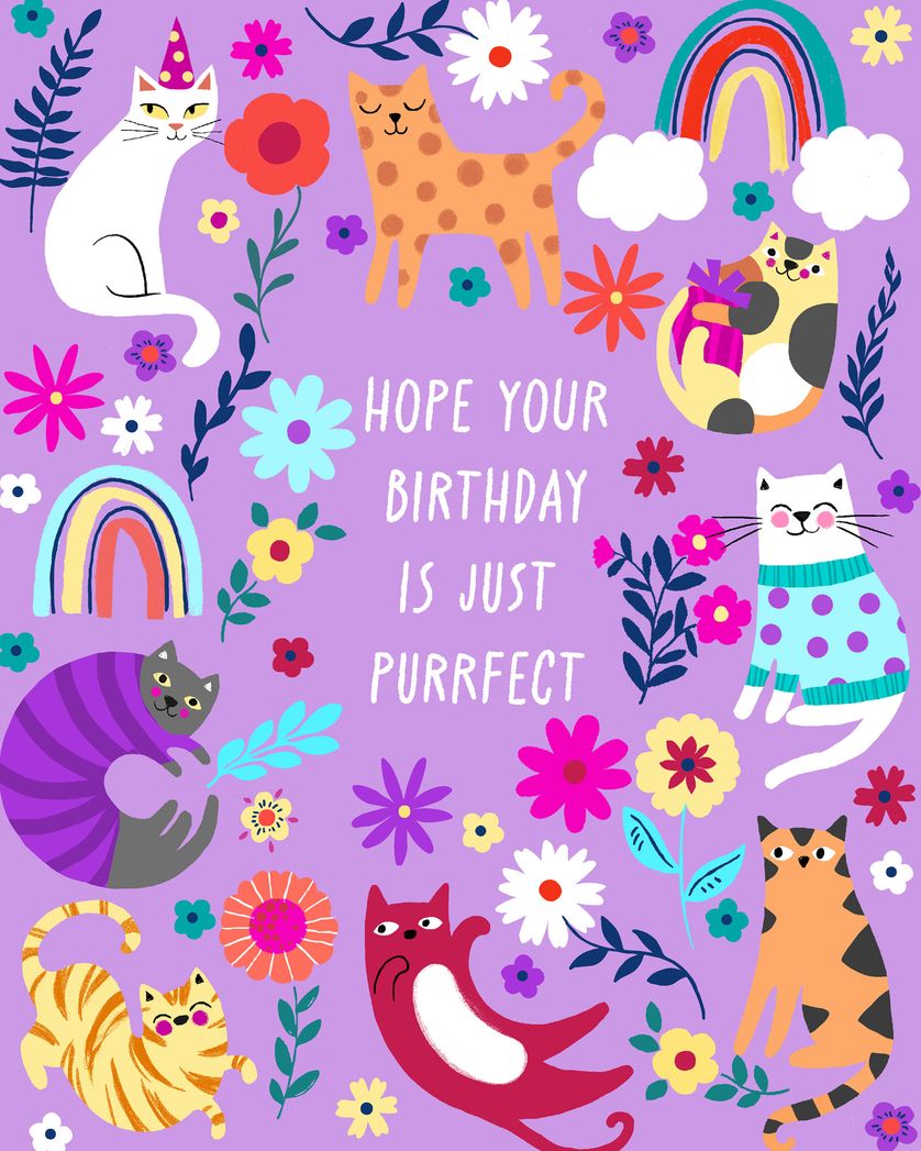 Card design "Kitty Daydream - group birthday ecard"