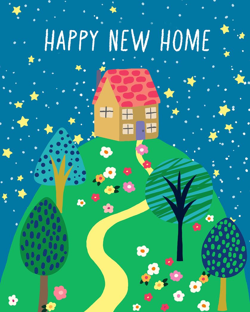 Card design "Starry night - group new home ecard"