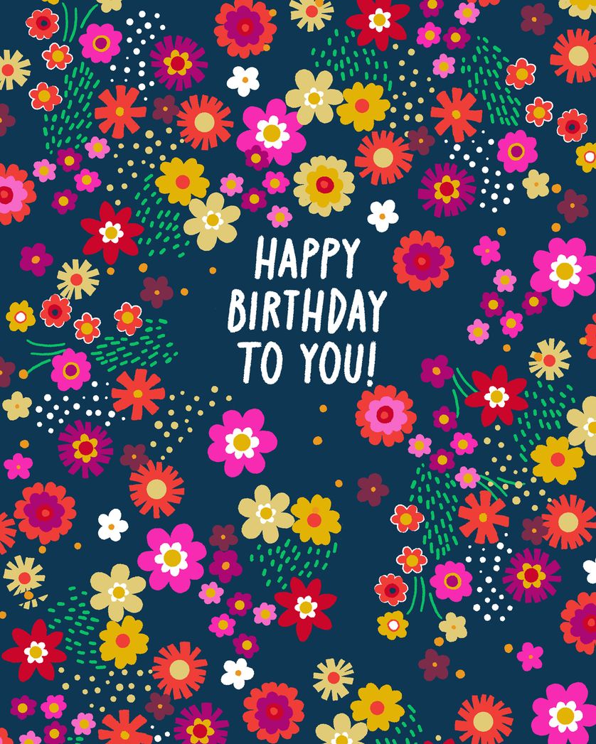 Card design "Birthday blooms - group birthday ecard"
